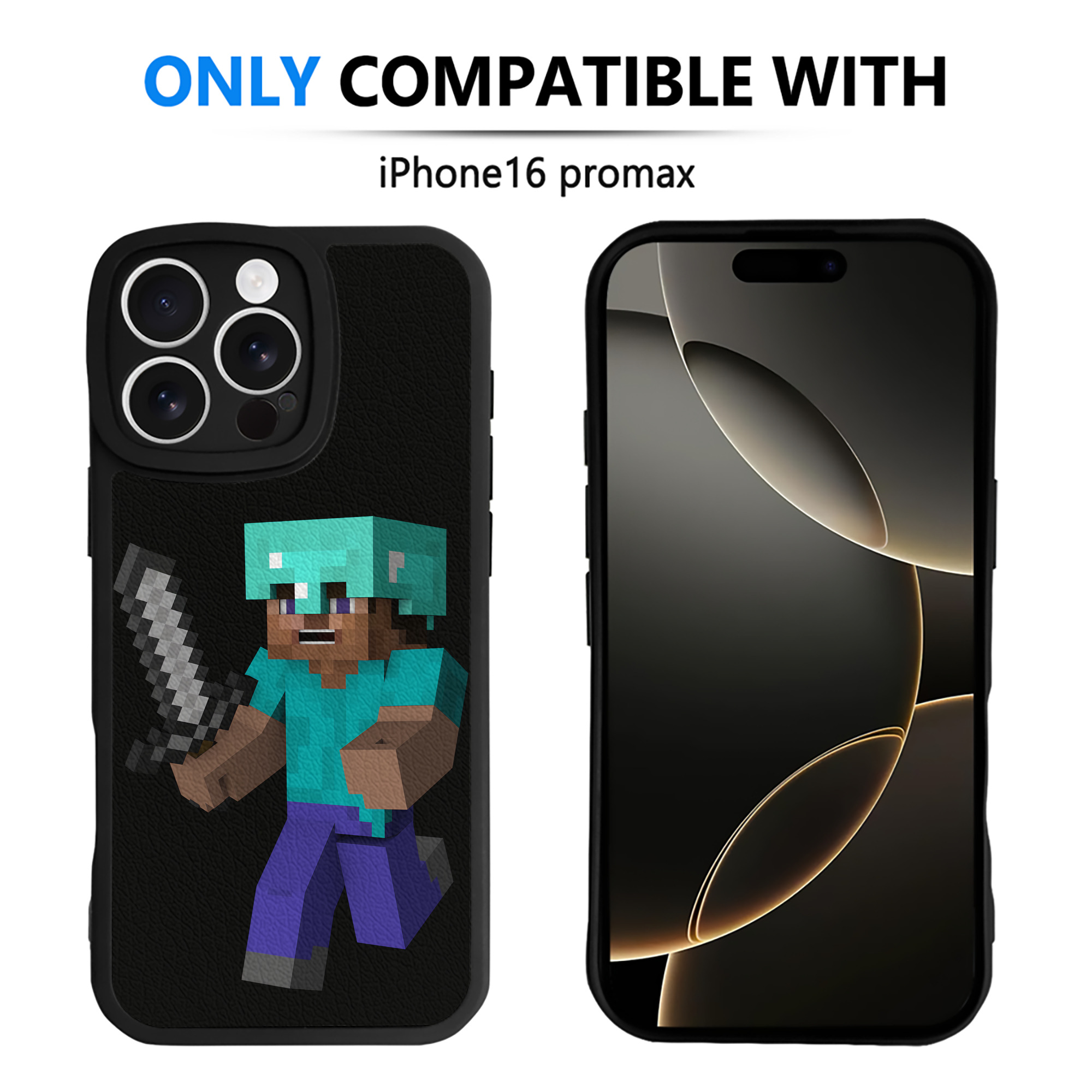 （画像用） マインクラフト ブロックの世界 Minecraft MC Block world 【iPhone 16シリーズ対応】シリコンスマホケース（レザー調） 材質：シリコン